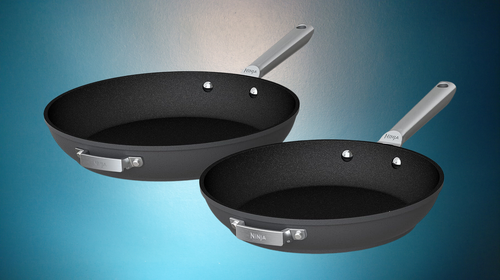 This nonstick, two-piece frying pan set from Ninja nests into each other, and they're on sale for the lowest they've been all year.