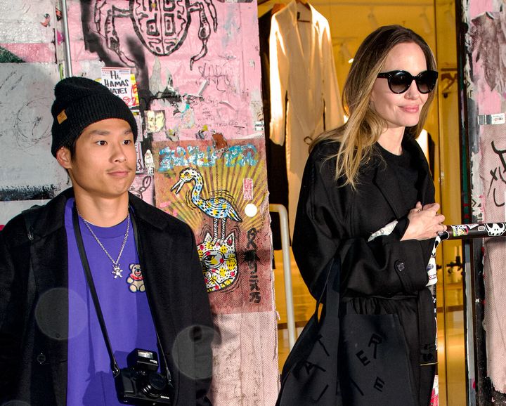 Pax Jolie-Pitt and Angelina Jolie are seen here on Dec. 28, 2023, in New York City. The 20-year-old was reportedly hurt in an e-bike accident Monday in Los Angeles.