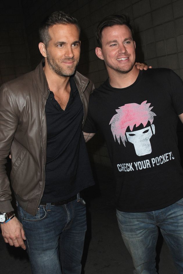 Ryan Reynolds (left) and Channing Tatum attend San Diego Comic-Con in 2015. Tatum talked about their friendship coming full circle with his appearance in the latest 