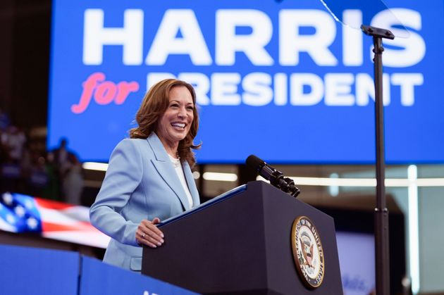 Vice President Kamala Harris speaks during a campaign rally Tuesday in Atlanta.