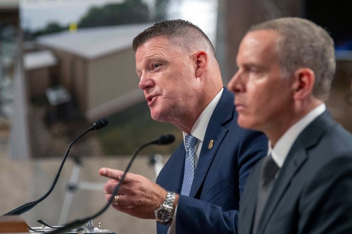 US Secret Service Acting Director Ronald Rowe, left, and FBI Deputy Director Paul Abbate, right, testify before a Joint Senate Committee on Homeland Security and Governmental Affairs and Senate Committee on the Judiciary hearing