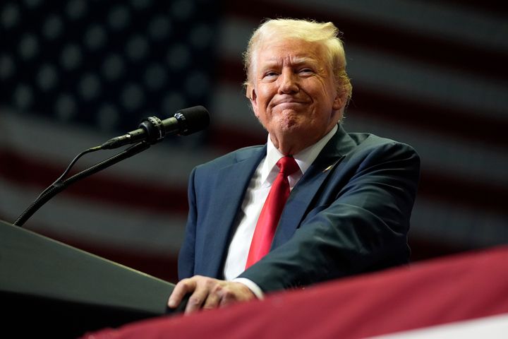 Republican presidential candidate former President Donald Trump speaks at a campaign rally, Saturday, July 20, 2024.