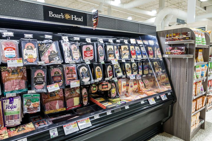 Boar's Head deli meats are seen in a grocery store display.