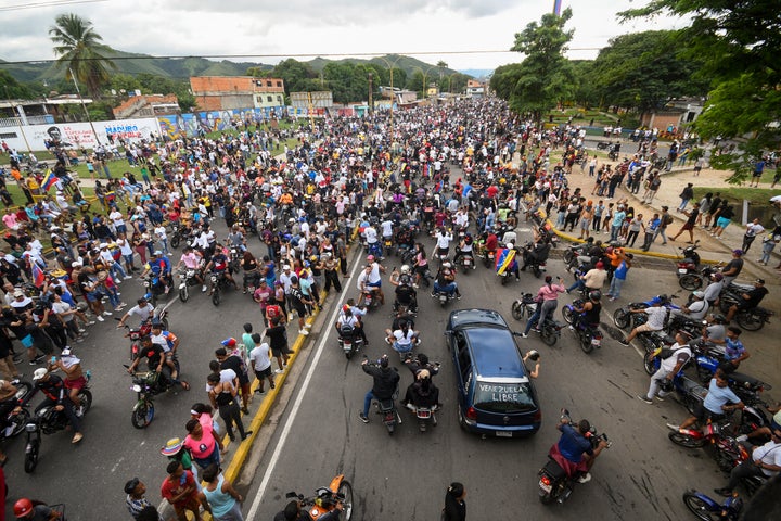 Protesters demonstrate Monday in Valencia against the official election results declaring Maduro's reelection.