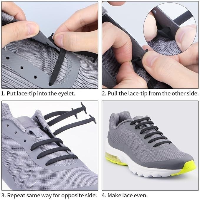 Installing the Homar elastic laces which can be achieved with tweezers, pliers or the help of a friend or loved one.