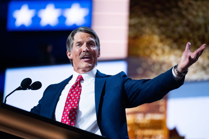 Eric Hovde, the Republican U.S. Senate candidate from Wisconsin, speaks in the the Fiserv Forum on the second day of Republican National Convention in Milwaukee, Wis., on Tuesday, July 16, 2024.