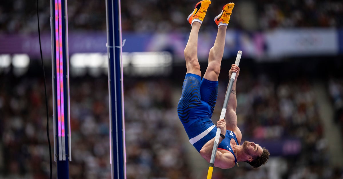 NextImg:Olympic Pole Vaulter's Bulge Bangs Bar In Golden Moment For The Internet