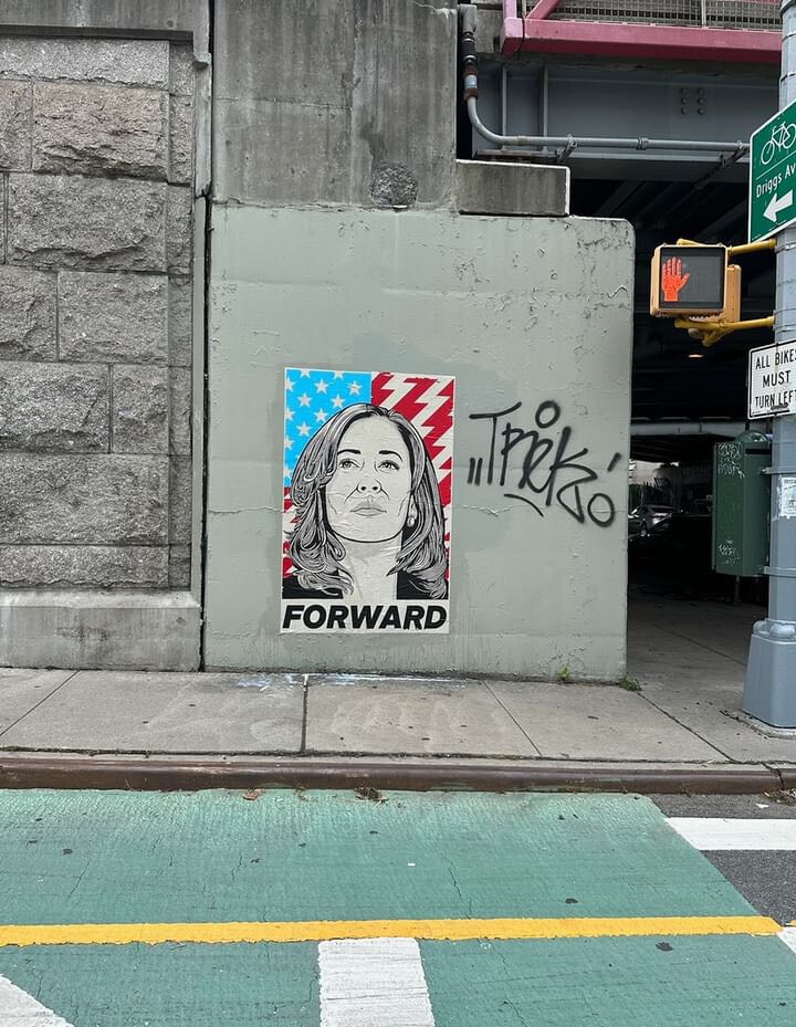 Jacob Thomas' "Forward" print of Democratic nominee Kamala Harris.