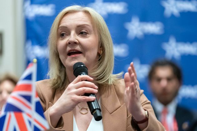 Former British Prime Minister Liz Truss speaks during Conservative Political Action Conference at National Harbor, in Oxon Hill, Md., Wednesday, Feb. 21, 2024. (AP Photo/Jose Luis Magana)