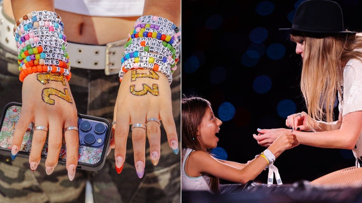 At Taylor Swift's "Eras" tour, fans swap friendship bracelets. At a Sao Paulo, Brazil tour stop, a lucky fan got to share one with Swift herself. 