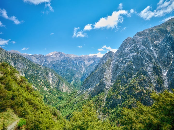 Mountain and cliffs inland in Crete, Greece