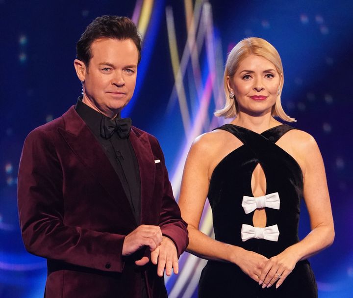 Stephen Mulhern and Holly Willoughby on the set of Dancing On Ice earlier this year