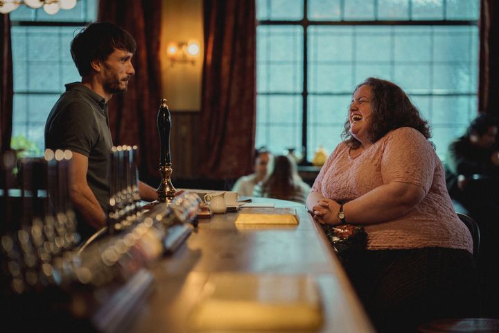 Richard on the set of Baby Reindeer with co-star Jessica Gunning