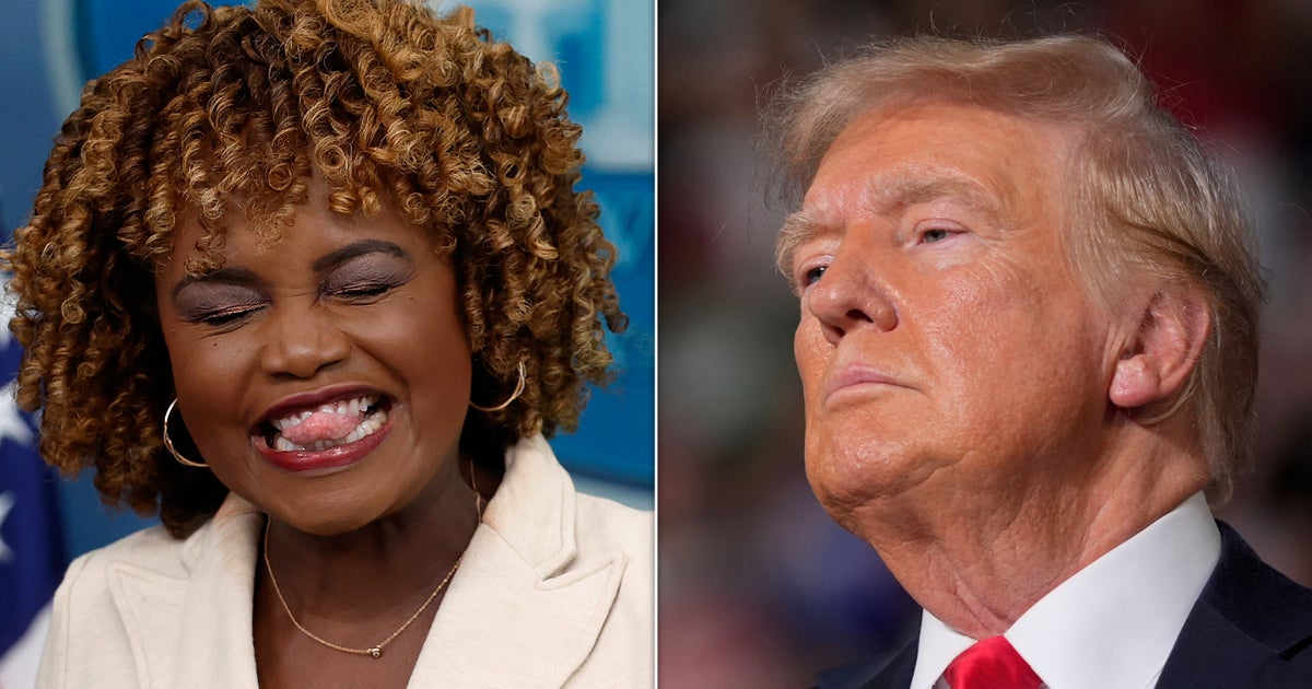 NextImg:Karine Jean-Pierre's Reaction To Trump's Latest Biden Conspiracy Says It All