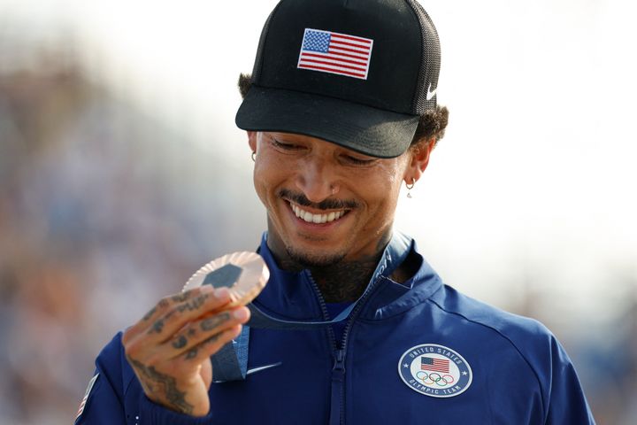 Nyjah Huston in a happier moment with his bronze medal.