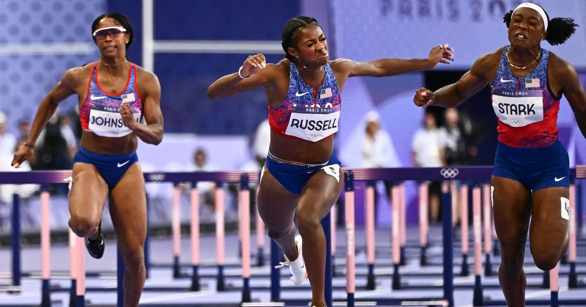 NextImg:Masai Russell Of U.S. Wins 100m Hurdles In Tight Finish At Paris Olympics