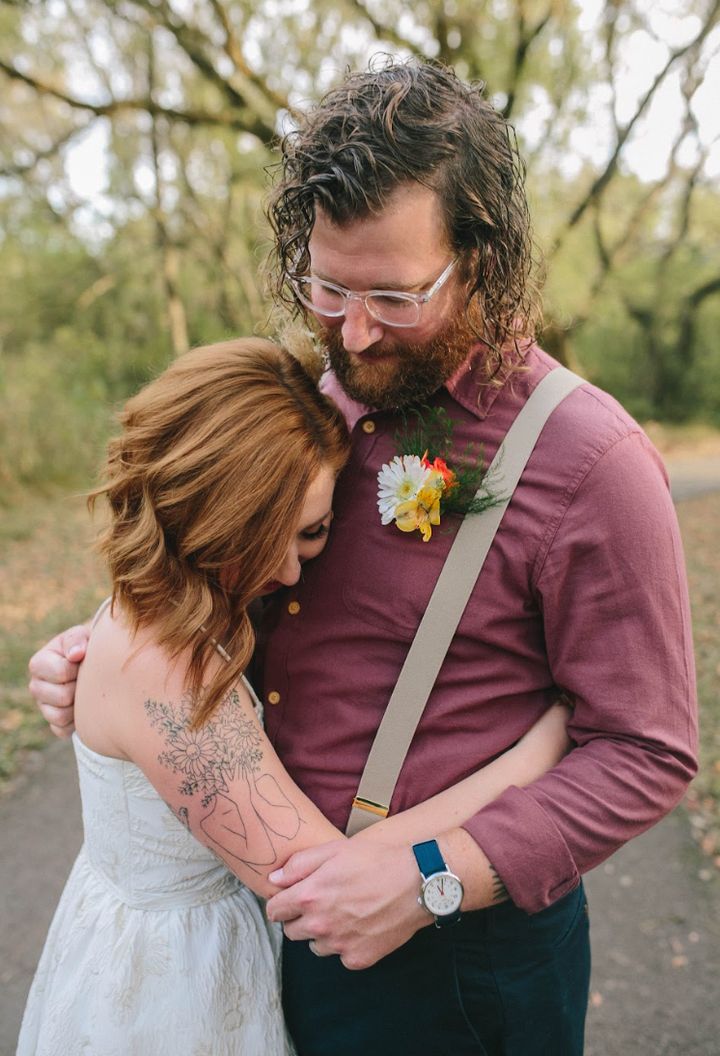 The author and her husband on their wedding day in 2022.