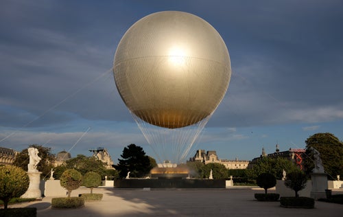 PARIS, FRANCE - AUGUST 11: A general view of the Paris 2024 Olympic Games Cauldron, air ballon prior to the Closing Ceremony of the Olympic Games Paris 2024 at Stade de France on August 11, 2024 in Paris, France. (Photo by Maja Hitij/Getty Images)