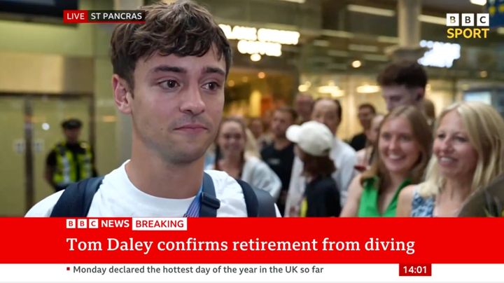 Tom Daley being interviewed by BBC News