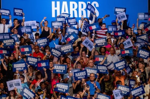 The Harris-Walz campaign said they drew 14,000 people to a Philadelphia rally and thousands more to rallies across battleground states.