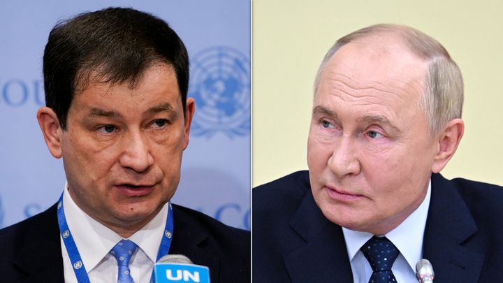 Russia's Deputy UN Ambassador Dmitry Polyanskiy and Russian president Vladimir Putin