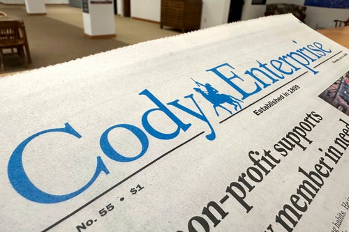 A recent issue of the Cody Enterprise, the Wyoming newspaper where a reporter used artificial intelligence to help write his stories, is seen.