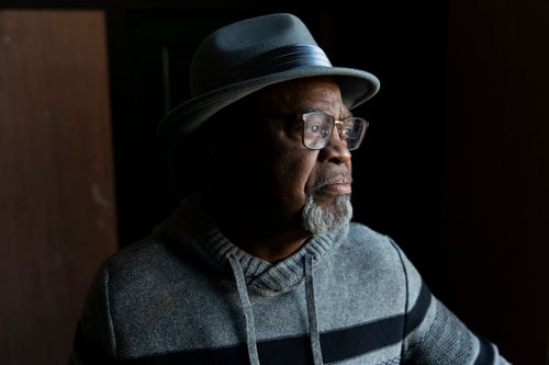 Glynn Simmons poses for a portrait after the hearing where Judge Amy Palumbo ruled to approve his "actual innocence" claim at the Oklahoma County Courthouse in Oklahoma City, Oklahoma on December 19, 2023.