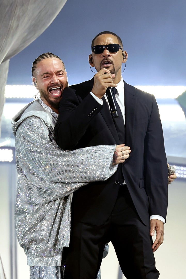 J Balvin and Will Smith perform at the 2024 Coachella music festival in April. 