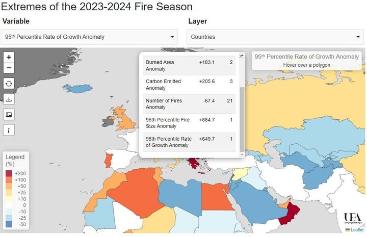 Η Ελλάδα είναι Νο.2 στον κόσμο στην κατηγορία «μη αναμενόνων/φυσιολογιών καμμένων εκτάσεων» και Νο 1 στις κατηγορίες «μη αναμενόμενο/φυσιολογικό μέγεθος πυρκαγιάς» - «μη αναμενόμενη/φυσιολογική εξάπλωσημ πυρκαγιάς».