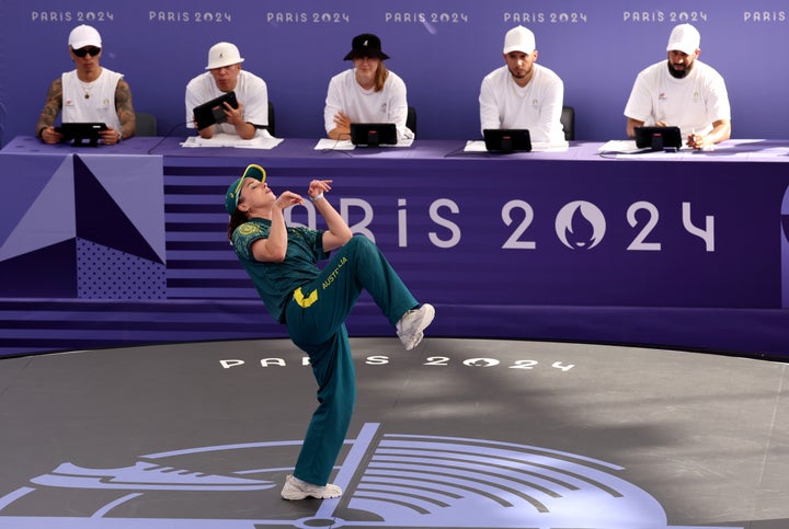 B-girl Raygun of Team Australia competes in breaking on Aug. 9 at the Paris Olympics.
