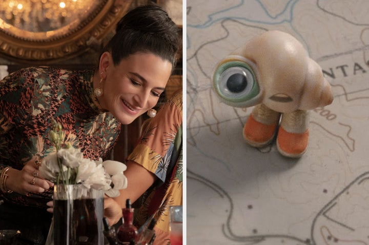 Jenny Slate in It Ends With Us (left) and Marcel The Shell With Shoes On (right)