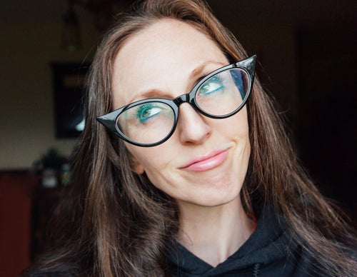 Frames with a soft cat-eye shape can give the illusion of a lift.