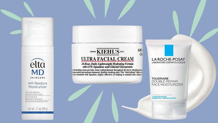 Elta MD AM moisturizer, Kiehl's ultra facial cream and La Roche-Posay double repair moisturizer.