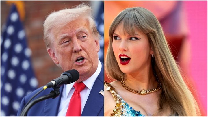 Donald Trump had a "love story" for fake photos indicating that Taylor Swift fans are backing the Republican presidential nominee on Sunday.