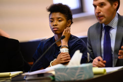 Chrystul Kizer is pictured during a hearing in the Kenosha County Courthouse on November 15, 2019. 