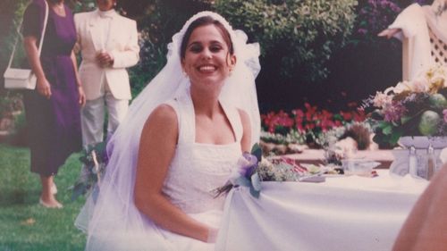 Laci Peterson at her 1997 wedding to Scott Peterson.