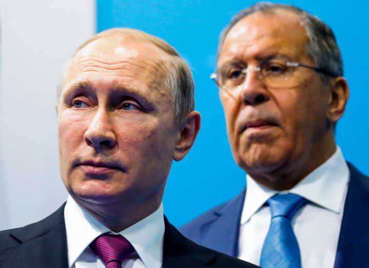 Russian President Vladimir Putin, left, and Foreign Minister Sergey Lavrov 