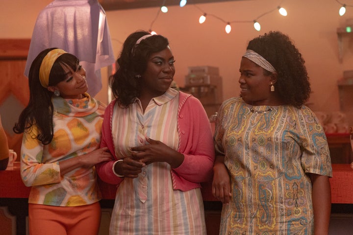 (Left to Right): Tati Gabrielle, Abigail Achiri and Kyanna Simone star as the teenage "Supremes."