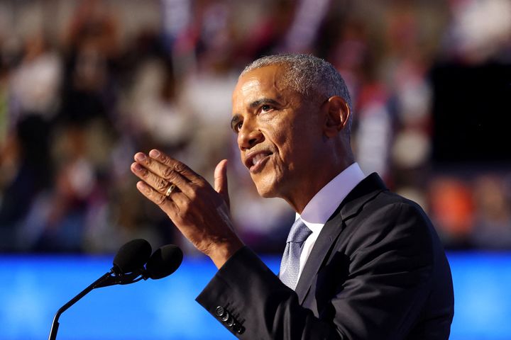 After explaining how the country needs a president committed to empowering workers in “this new economy,” Obama said, “Kamala will be that president.”