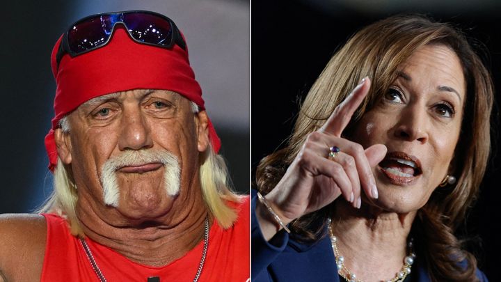 Wrestler Hulk Hogan was filmed asking if people wanted to see him body-slam Democratic Vice President Kamala Harris.