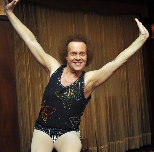 Richard Simmons holds an event in Mount Pocono, Pennsylvania, in 2010. His family shared details about the cause of his death in a statement on Wednesday.