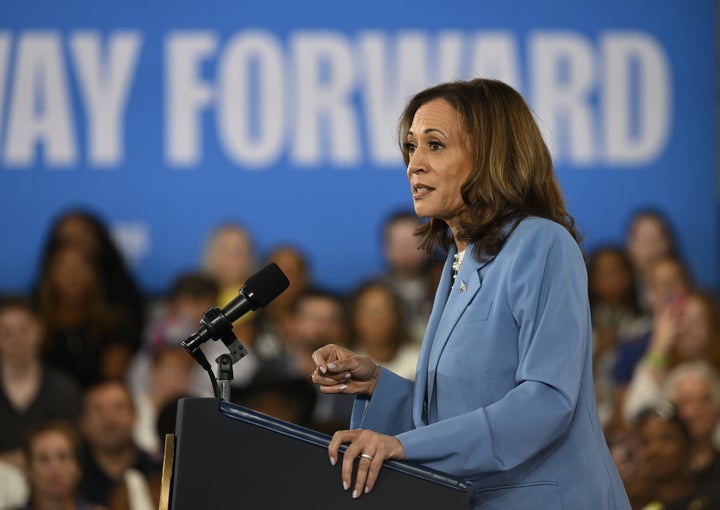 Democratic U.S. presidential candidate and Vice President Kamala Harris speaks on her policy platform, including improving the cost of living for all Americans and to lower costs for middle-class families in Raleigh, North Carolina on Aug. 16.