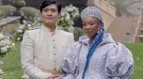 Brandy Norwood and Paolo Montalban as Cinderella and King Charming in "Descendants: Rise of Red."