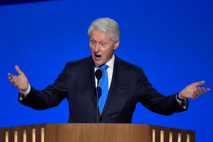 Former President Bill Clinton speaks during the Democratic National Convention in Chicago.