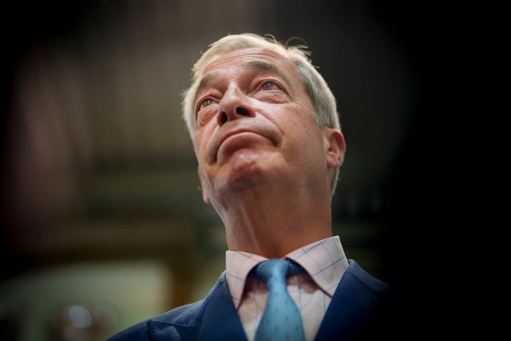 Farage pictured on the campaign trail in the run-up to the 2024 election