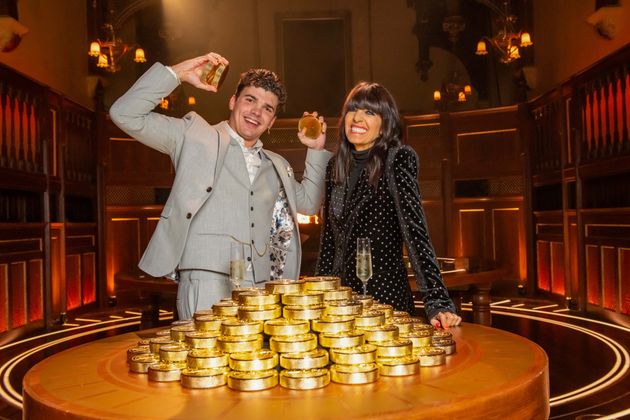 The Traitors season two winner Harry Clark and Claudia Winkleman