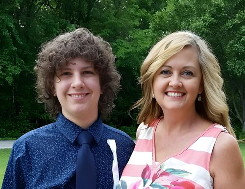 The author with her son, Mason, at his eighth grade graduation in May 2018.