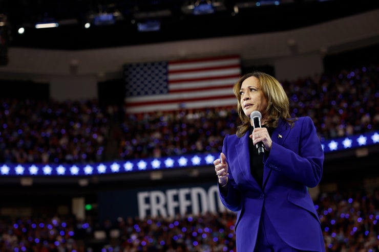 Democratic presidential candidate, Vice President Kamala Harris, speaks at a campaign rally at the Fiserv Forum on Aug. 20, 2024, in Milwaukee. On Thursday, she will formally accept her party's presidential nomination at the Democratic National Convention in Chicago.