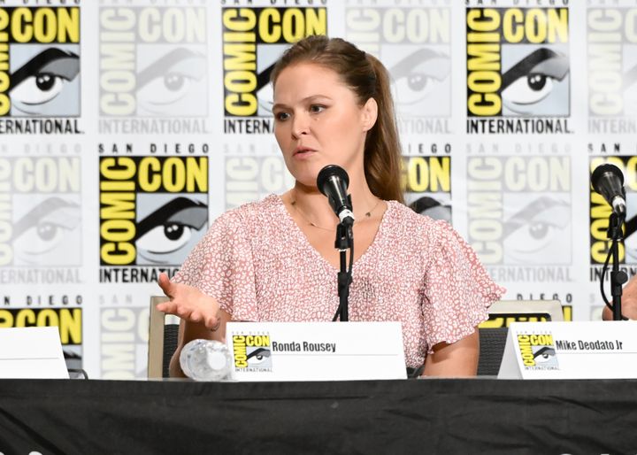 Ronda Rousey, pictured at a Comic-Con event in July 2024, shared a lengthy apology on X, the former Twitter.