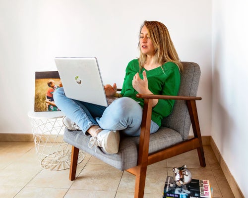 The author in 2024, working from home in Spain.